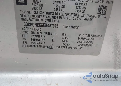 2014 Chevrolet Silverado 1500 1Lt from USA, damaged, VIN 3GCPCREC6EG447075